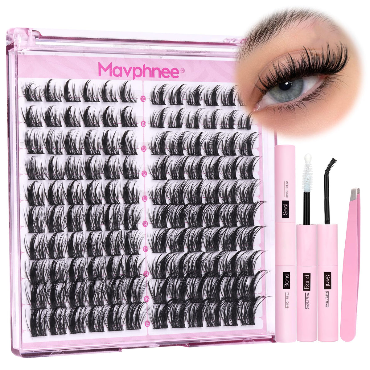 Mavphnee Natural Lash Clusters Kit packaging front view