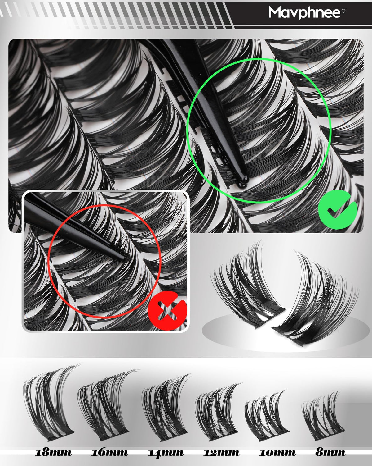 Mavphnee precision tweezers for lash application