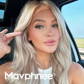 Mavphnee spiky lashes applied on model's eyes