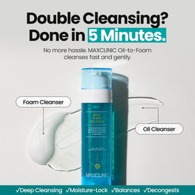 MAXCLINIC Blue Tansy Oil To Foam Cleanser pump and texture