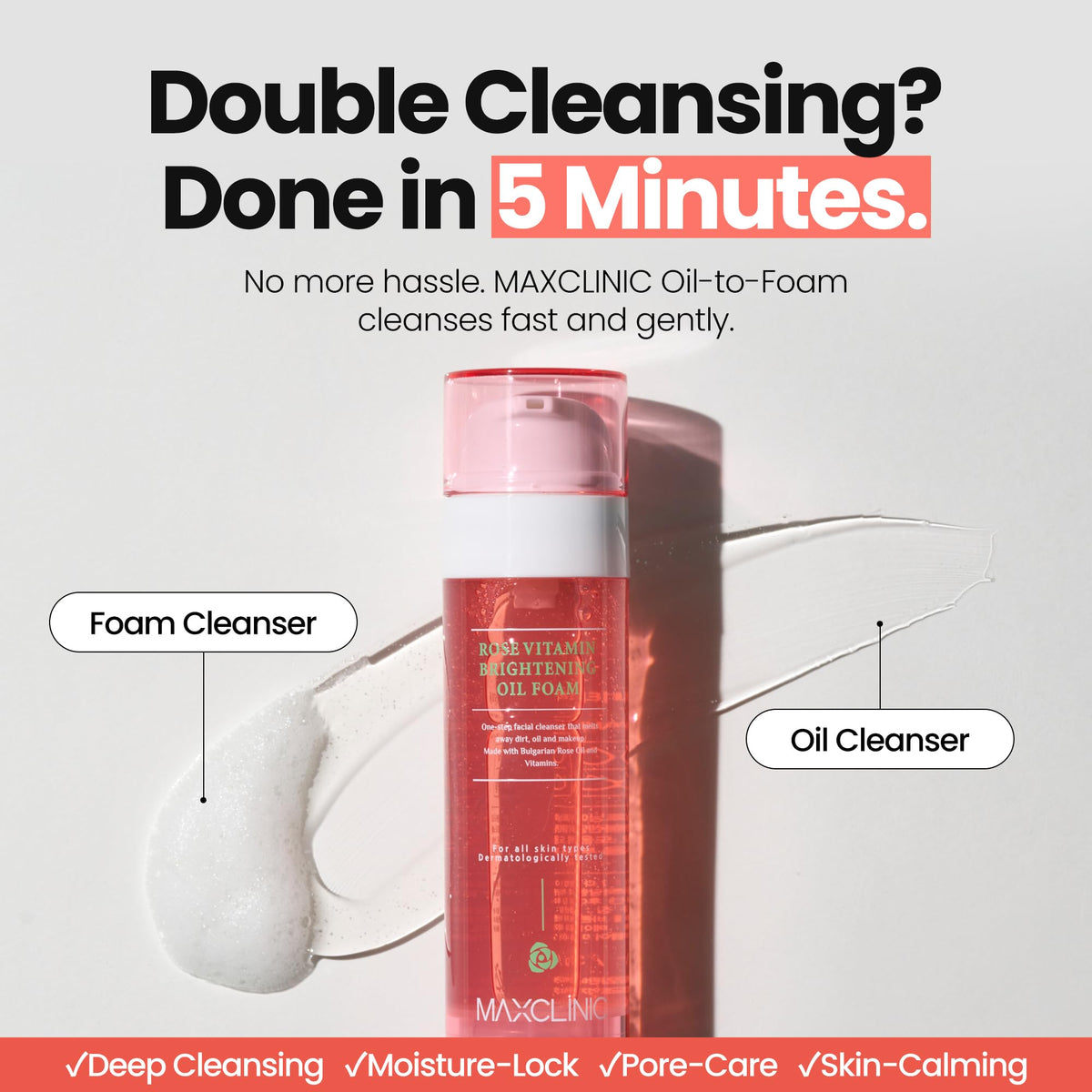 MAXCLINIC Rose Vitamin Oil To Foam Cleanser back view