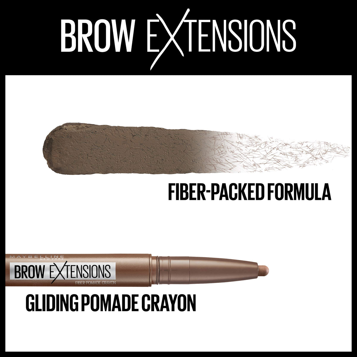 MAYBELLINE Brow Extensions Fiber Pomade Crayon showing tip