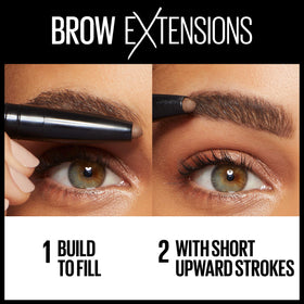 MAYBELLINE Brow Extensions Fiber Pomade Crayon swatch on skin