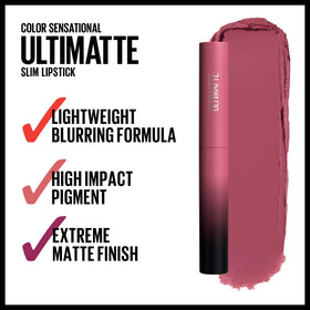 MAYBELLINE Color Sensational Ultimatte Matte Lipstick close-up of bullet