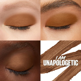 MAYBELLINE Color Tattoo Eye Shadow Stix Matte Cool Brown showing built-in sharpener