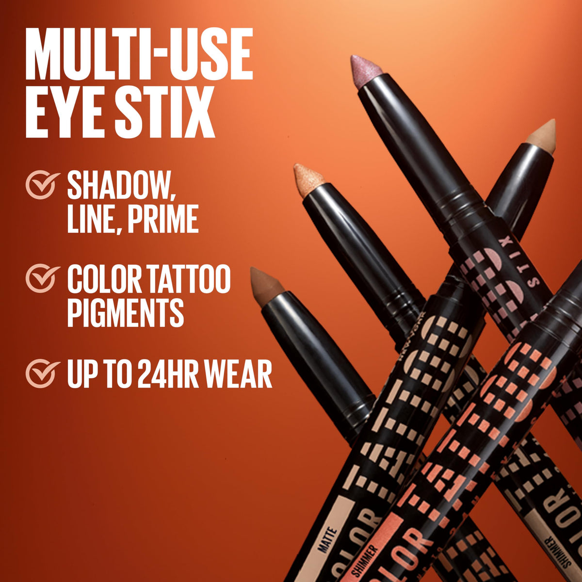 MAYBELLINE Color Tattoo Eye Shadow Stix Matte Cool Brown swatch on skin
