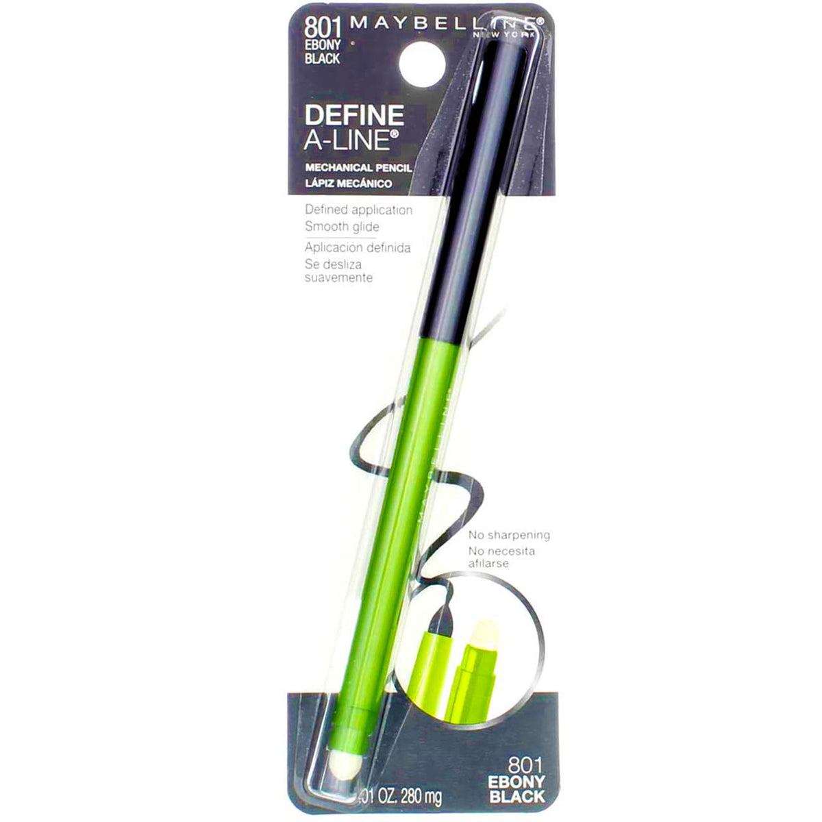 MAYBELLINE Define-A-Line Eyeliner Ebony Black sharpener feature