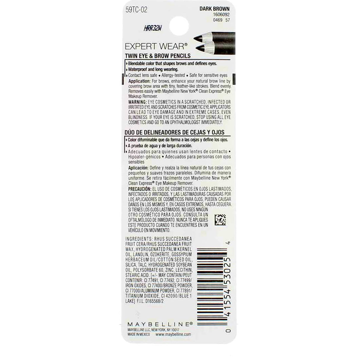 MAYBELLINE Expert Eyes Twin Brow & Eye Pencil Dark Brown pencil tip