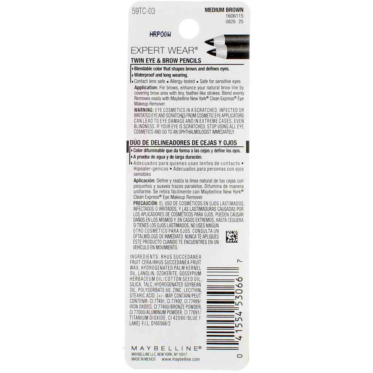 MAYBELLINE Expert Eyes Twin Brow & Eye Pencils Medium Brown tip close-up