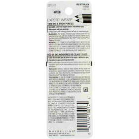 MAYBELLINE Expert Wear Twin Brow and Eye Pencils 101 Velvet Black pencil tip