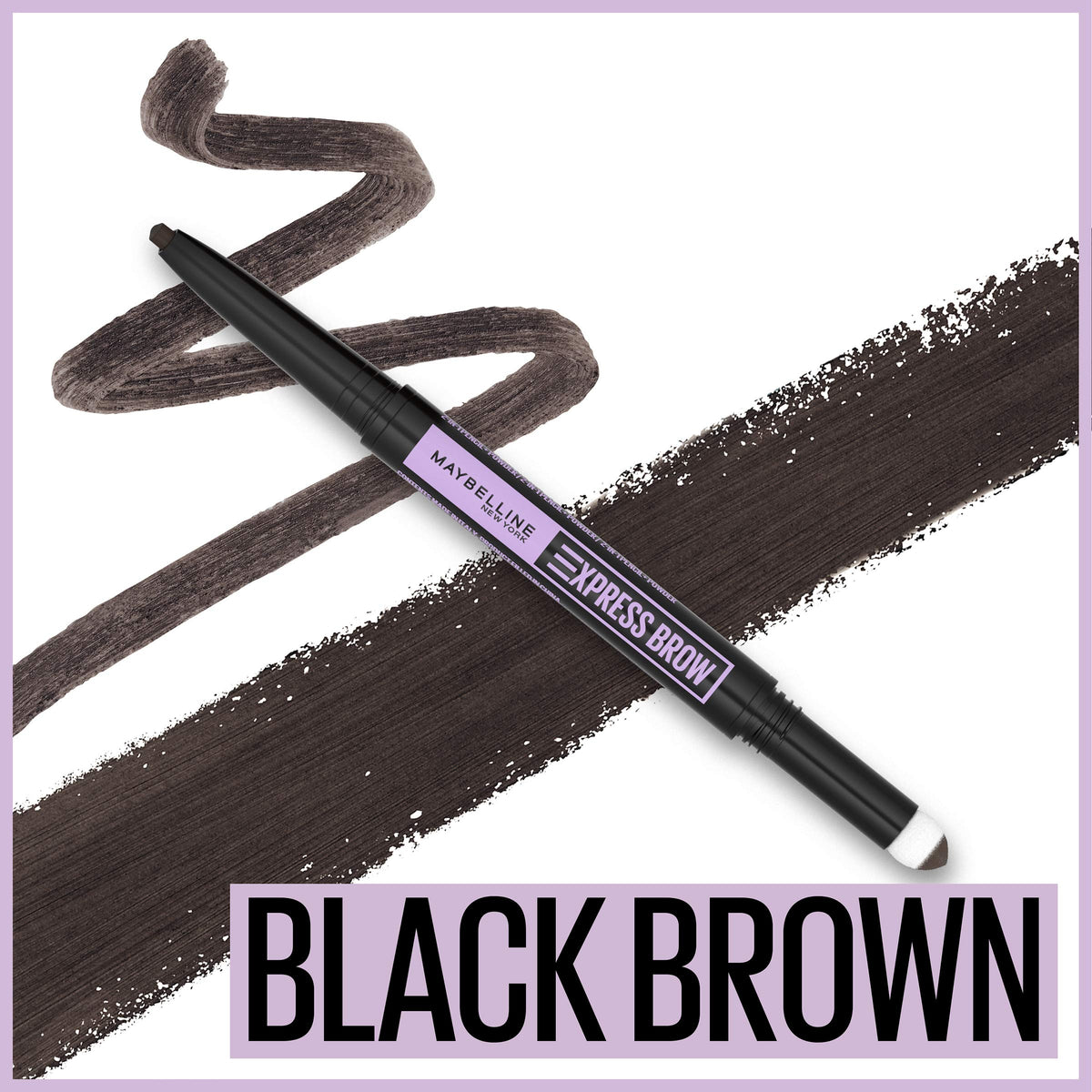 MAYBELLINE Express Brow 2-in-1 Pencil and Powder, Black Brown showing teardrop tip