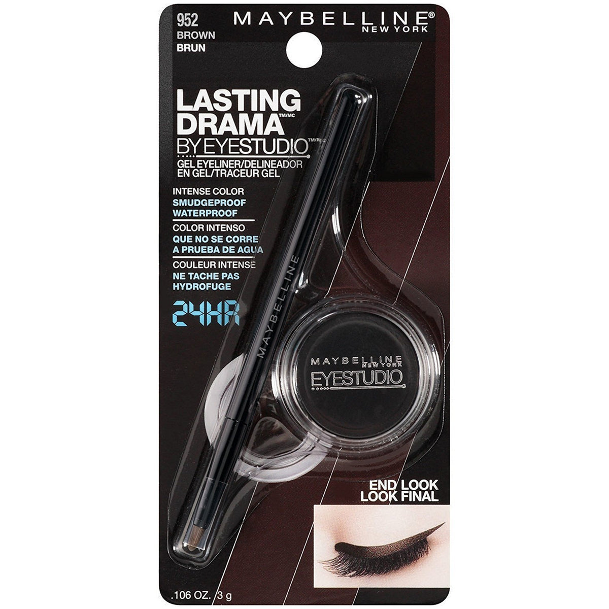 MAYBELLINE Eye Studio Lasting Drama Gel Liner Brown 2 Pack front view