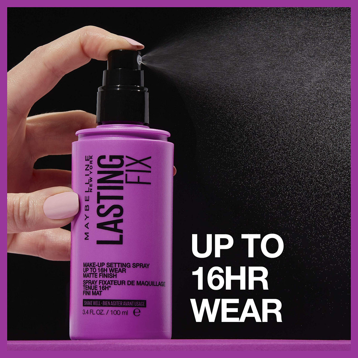 MAYBELLINE Facestudio Lasting Fix Makeup Setting Spray application on skin