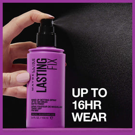 MAYBELLINE Facestudio Lasting Fix Makeup Setting Spray application on skin
