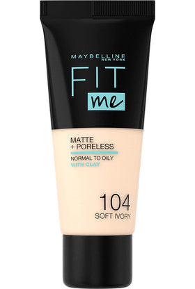 MAYBELLINE Fit Me Matte & Poreless Foundation 104 Soft Ivory front view