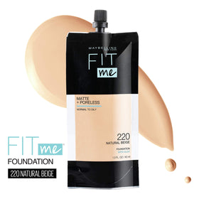 MAYBELLINE Fit Me Matte + Poreless Foundation pouch with controlled dozer