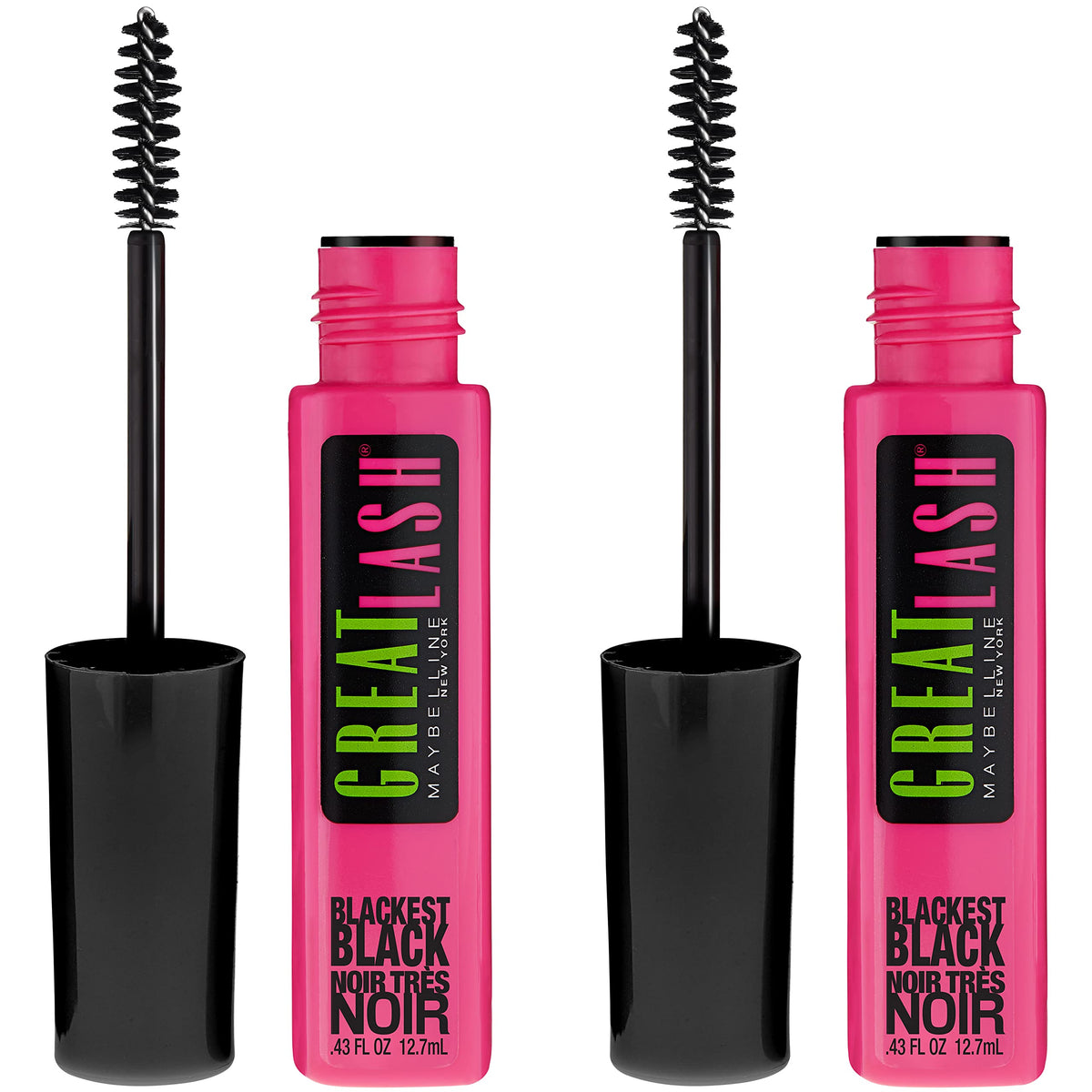 MAYBELLINE Great Lash Washable Mascara pack of 2 in Blackest Black