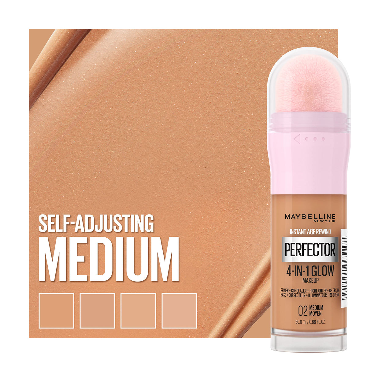 MAYBELLINE Instant Age Rewind 4-In-1 Glow Makeup display with other MAYBELLINE products