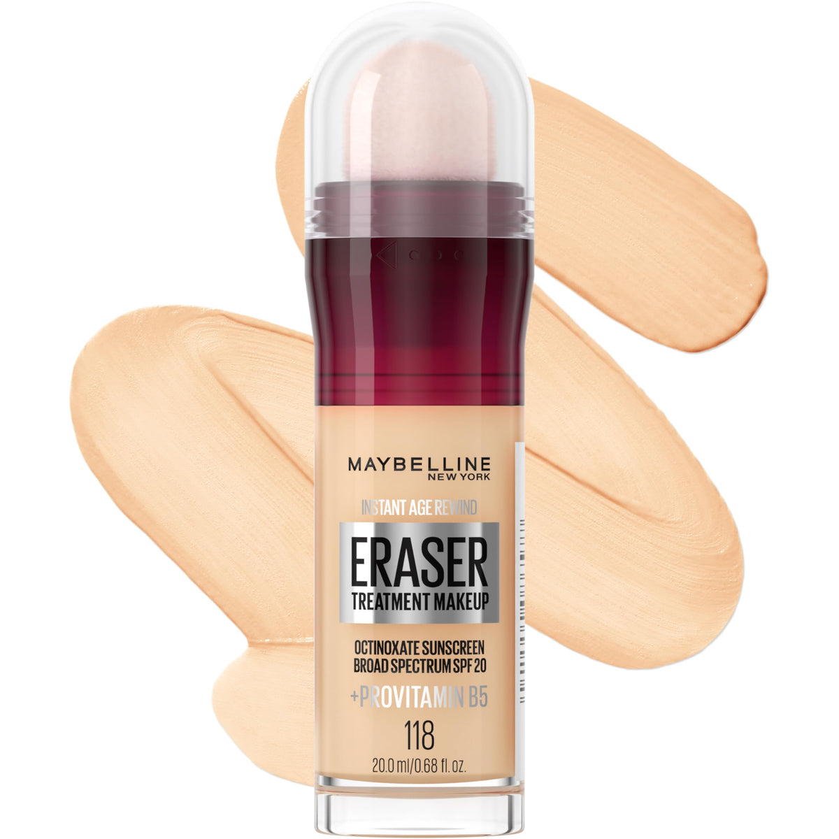 MAYBELLINE Instant Age Rewind Eraser Foundation front view with sponge tip
