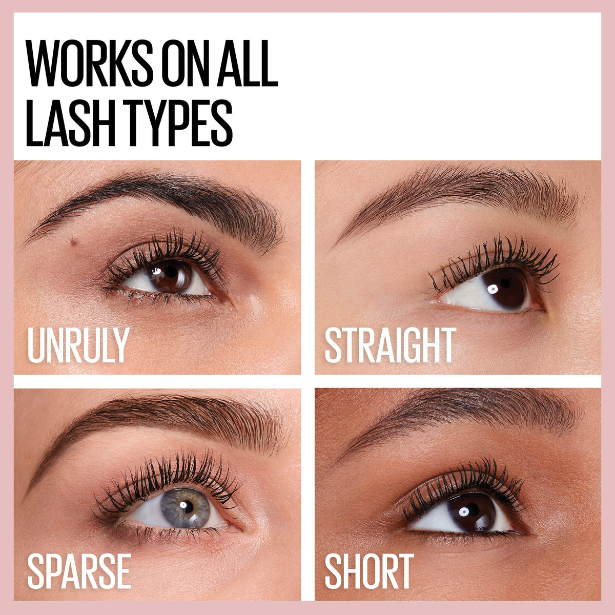 MAYBELLINE Lash Sensational Mascara applied to lashes for full fan effect