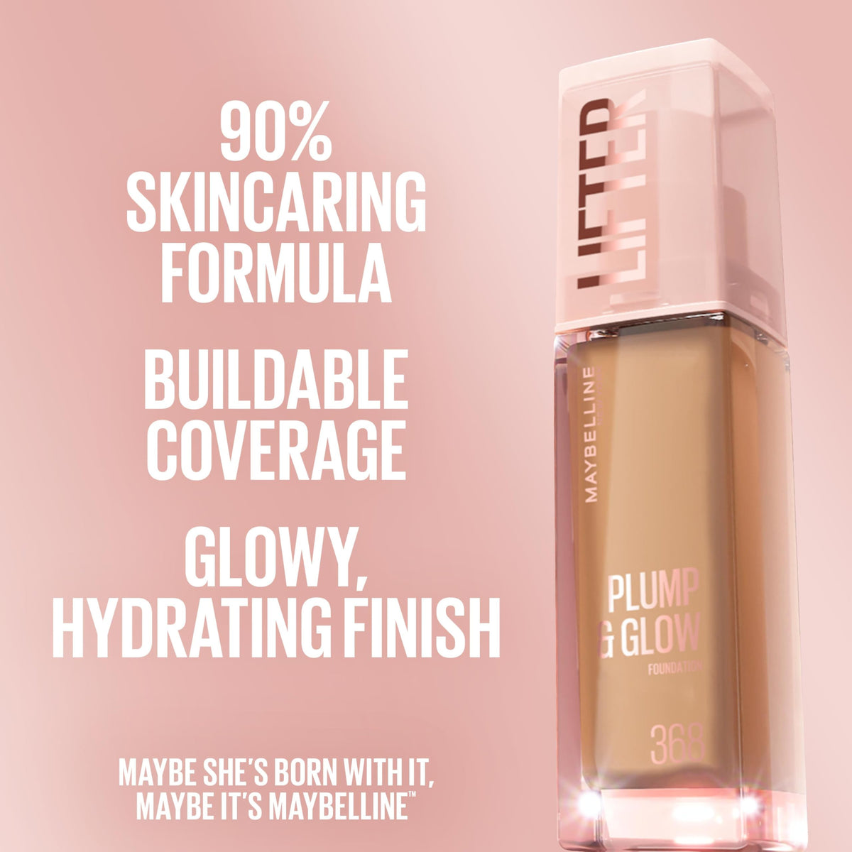 MAYBELLINE Lifter Plump & Glow Foundation 110 packaging details