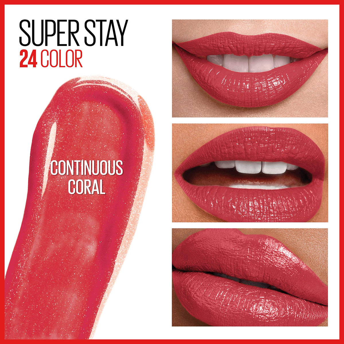 MAYBELLINE Super Stay 24 Liquid Lipstick Continuous Coral with moisturizing balm