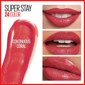 MAYBELLINE Super Stay 24 Liquid Lipstick Continuous Coral with moisturizing balm