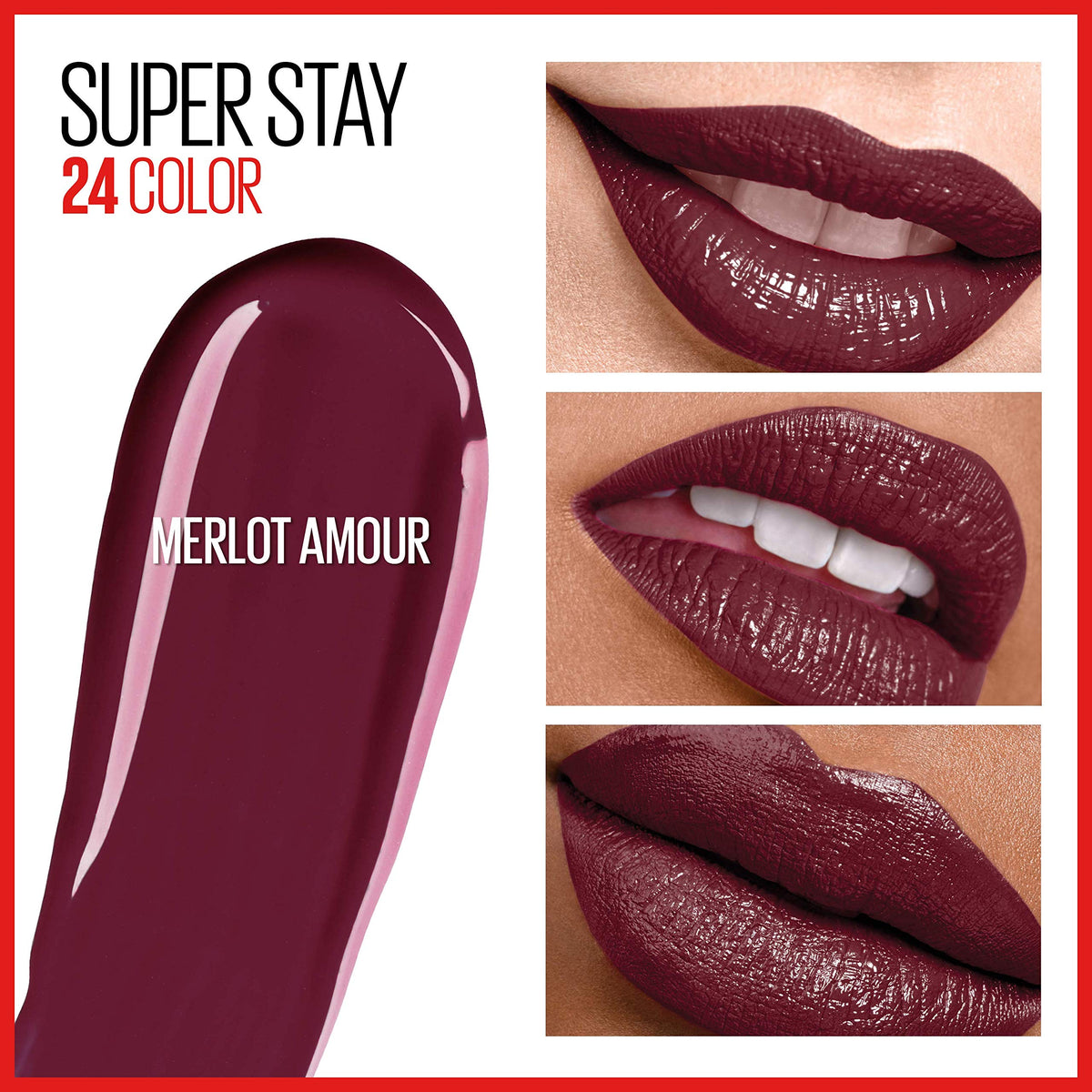 MAYBELLINE Super Stay 24 Liquid Lipstick Merlot Armour swatch on skin