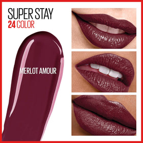 MAYBELLINE Super Stay 24 Liquid Lipstick Merlot Armour swatch on skin