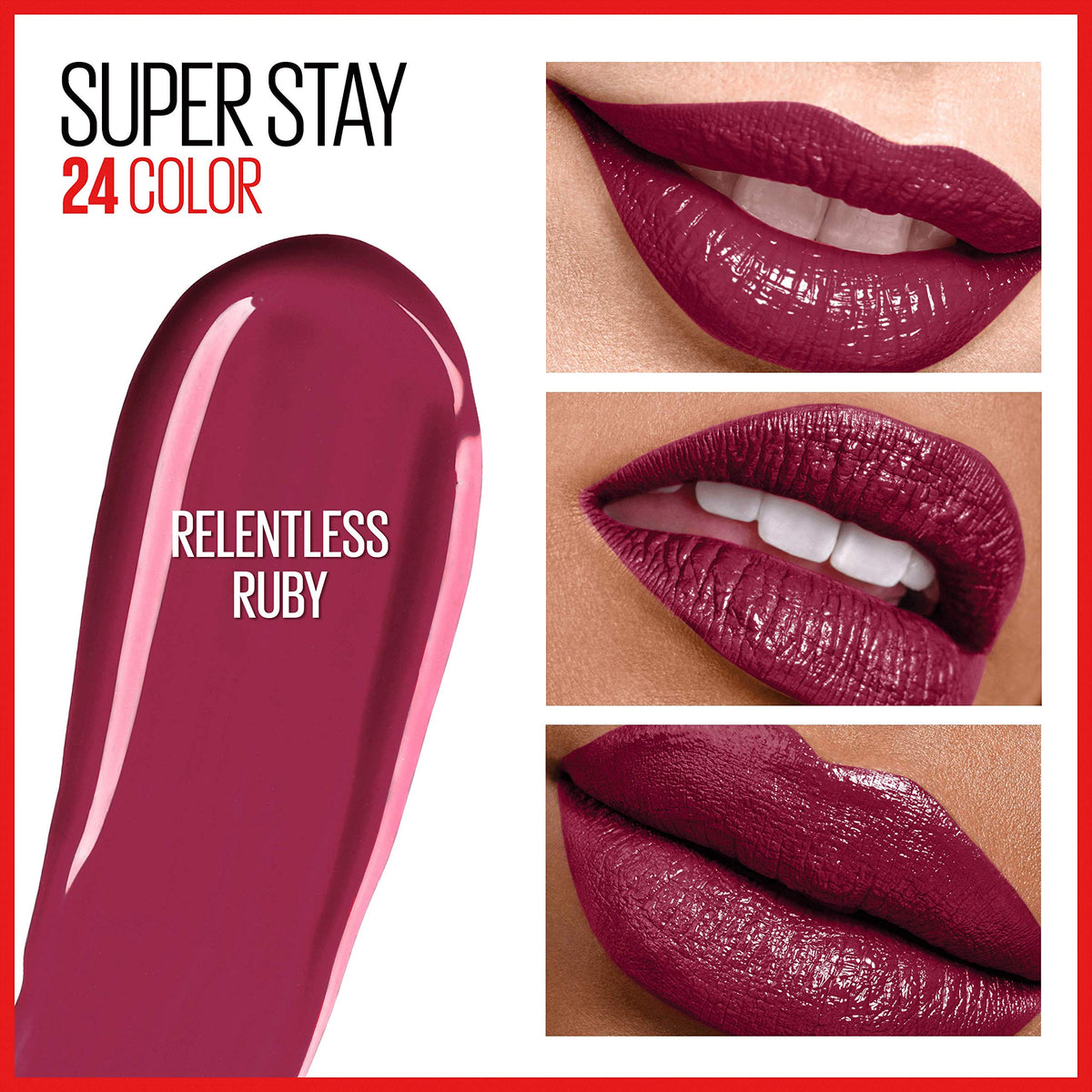 MAYBELLINE Super Stay 24 Liquid Lipstick Relentless Ruby with moisturizing balm