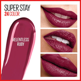 MAYBELLINE Super Stay 24 Liquid Lipstick Relentless Ruby with moisturizing balm