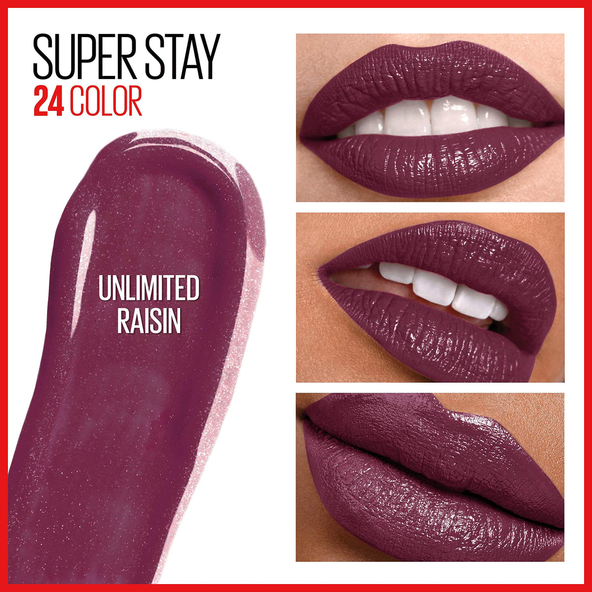 MAYBELLINE Super Stay 24 Liquid Lipstick Unlimited Raisin with precision tip applicator