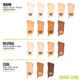 MAYBELLINE Super Stay Hybrid Powder Foundation shade range display