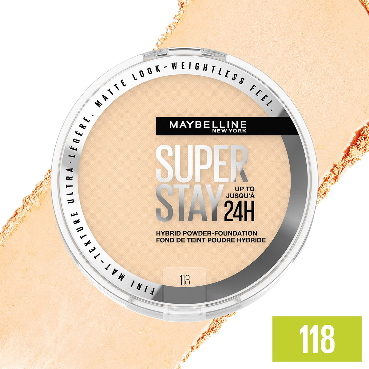 MAYBELLINE Super Stay Hybrid Powder Foundation side view displaying compact