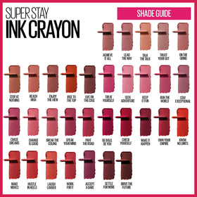 MAYBELLINE Super Stay Ink Crayon Lipstick Red Nude applied on lips