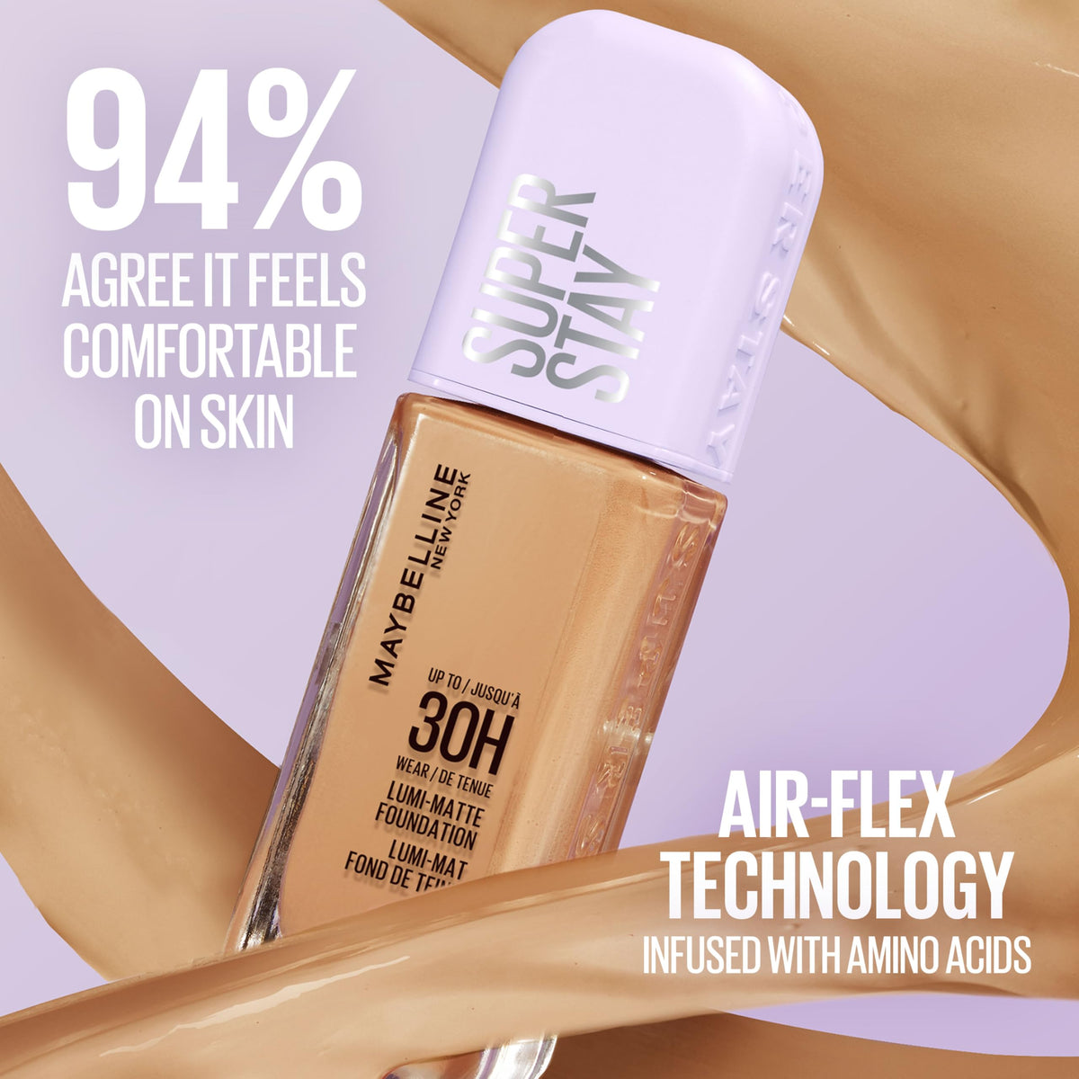 MAYBELLINE Super Stay Lumi-Matte Foundation 125 shade range display