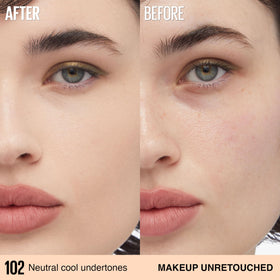 MAYBELLINE Super Stay Lumi-Matte Foundation 30HR shade 102 application on skin