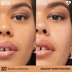 Maybelline Super Stay Lumi-Matte Foundation 322 with makeup brush
