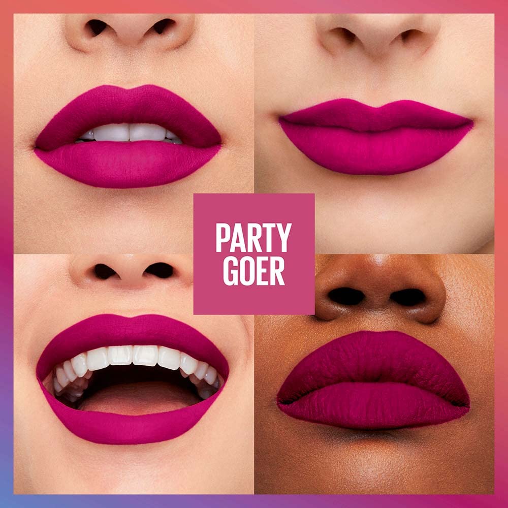 MAYBELLINE Super Stay Matte Ink Liquid Lipstick Birthday Cake on lips