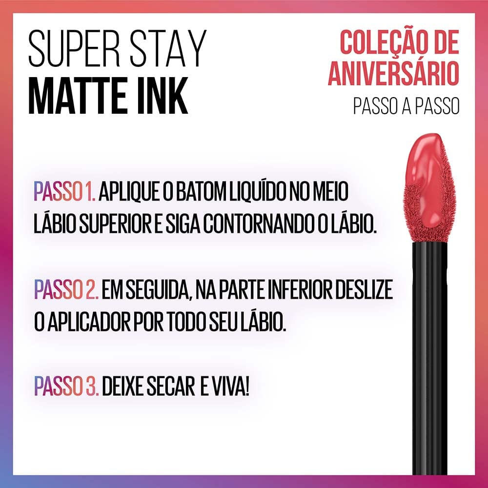 MAYBELLINE Super Stay Matte Ink Liquid Lipstick Birthday Cake with cake and drinks