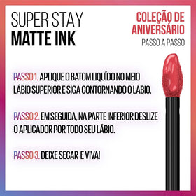 MAYBELLINE Super Stay Matte Ink Liquid Lipstick in hand with birthday cake