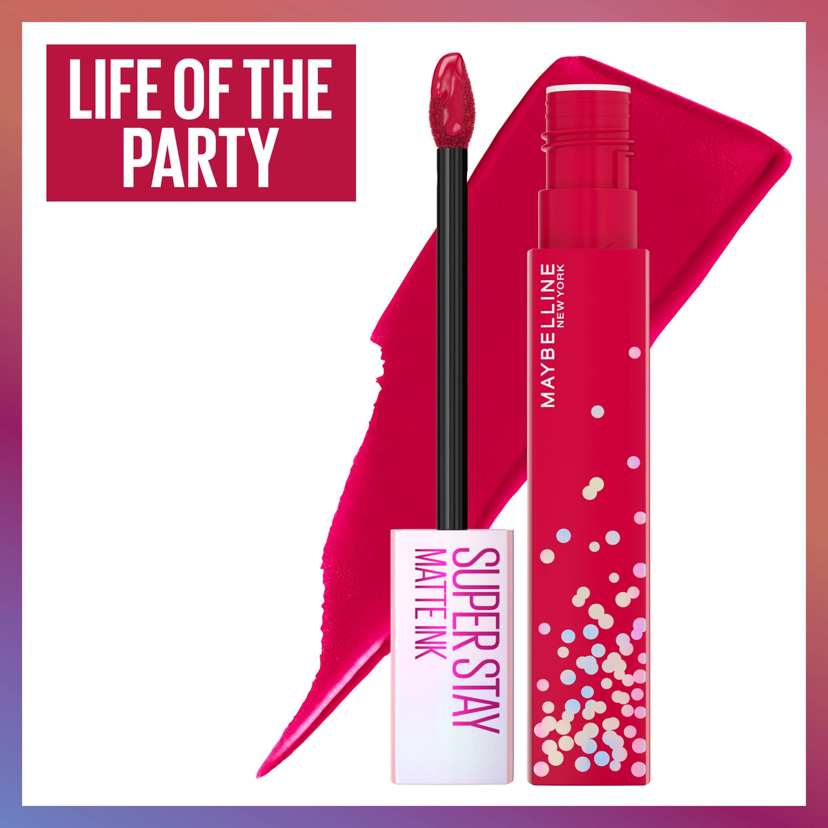 MAYBELLINE Super Stay Matte Ink Liquid Lipstick packaging with vibrant colours