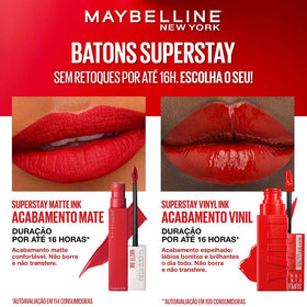 MAYBELLINE Super Stay Vinyl Ink Liquid Lipcolor Cranberry Red in hand