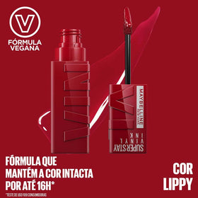 MAYBELLINE Super Stay Vinyl Ink Liquid Lipcolor Cranberry Red on model's lips