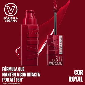 MAYBELLINE Super Stay Vinyl Ink Liquid Lipcolor Deep Wine Red on makeup table