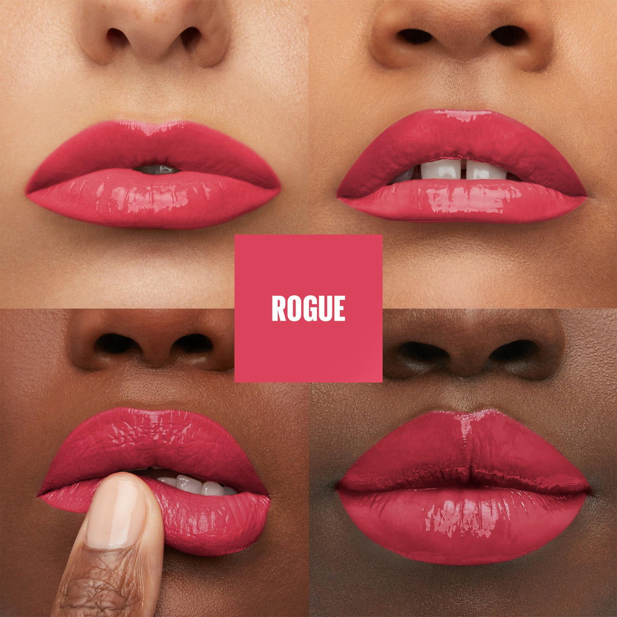 MAYBELLINE Super Stay Vinyl Ink Liquid Lipcolor in Rogue on lips