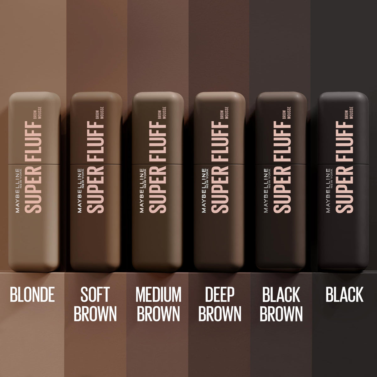 MAYBELLINE Superfluff Brow Mousse Deep Brown shade comparison
