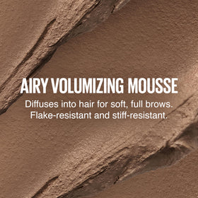 MAYBELLINE Superfluff Brow Mousse Deep Brown texture on hand