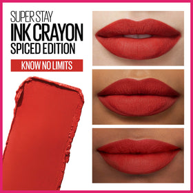 MAYBELLINE SuperStay Ink Crayon Matte Lipstick side view showing precise tip