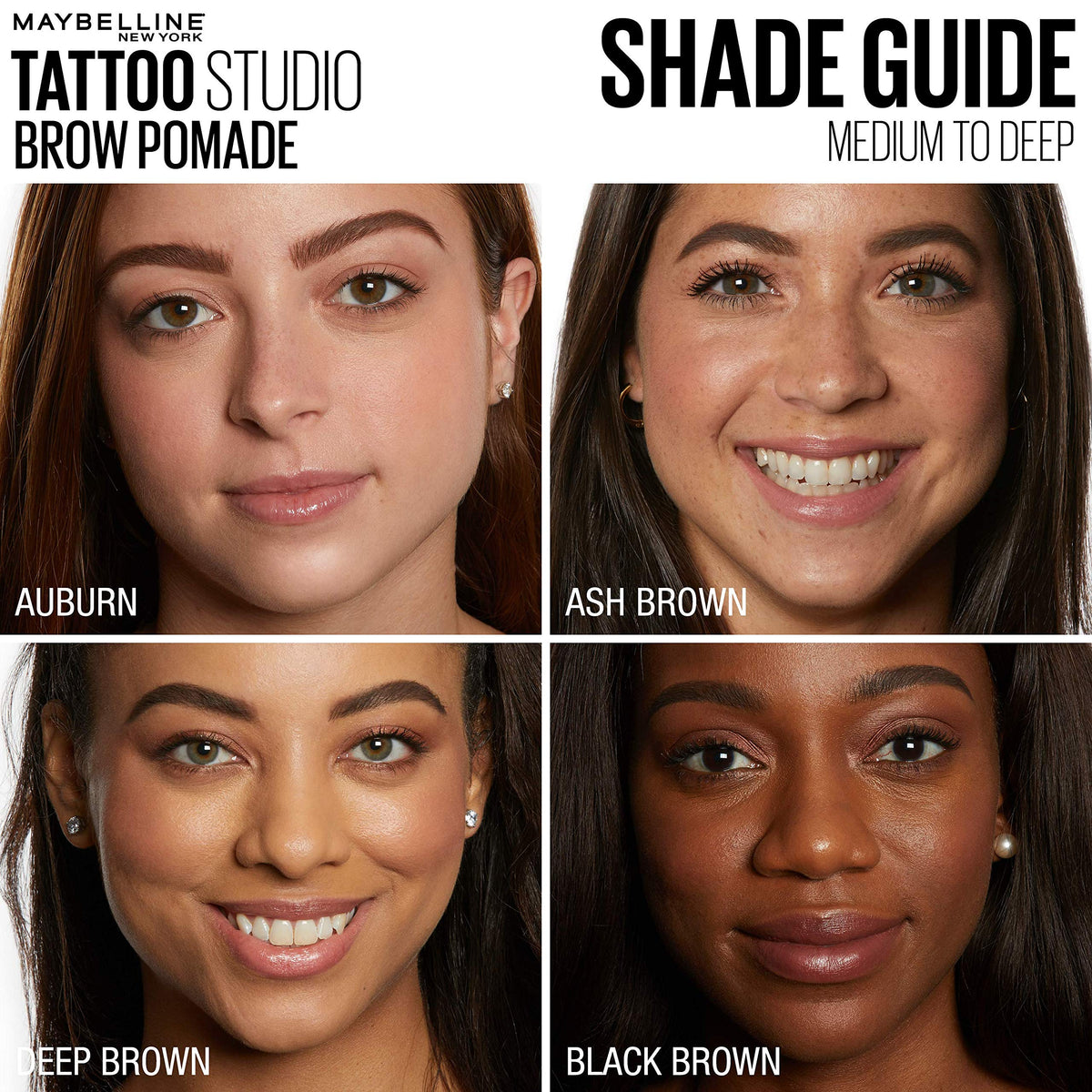 MAYBELLINE TattooStudio Brow Pomade Soft Brown with other makeup products